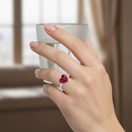 Heart-Cut Ruby Solitaire Ring in 18K White Gold | Romantic Minimal Design | Saleh Sallom-Saleh Sallom