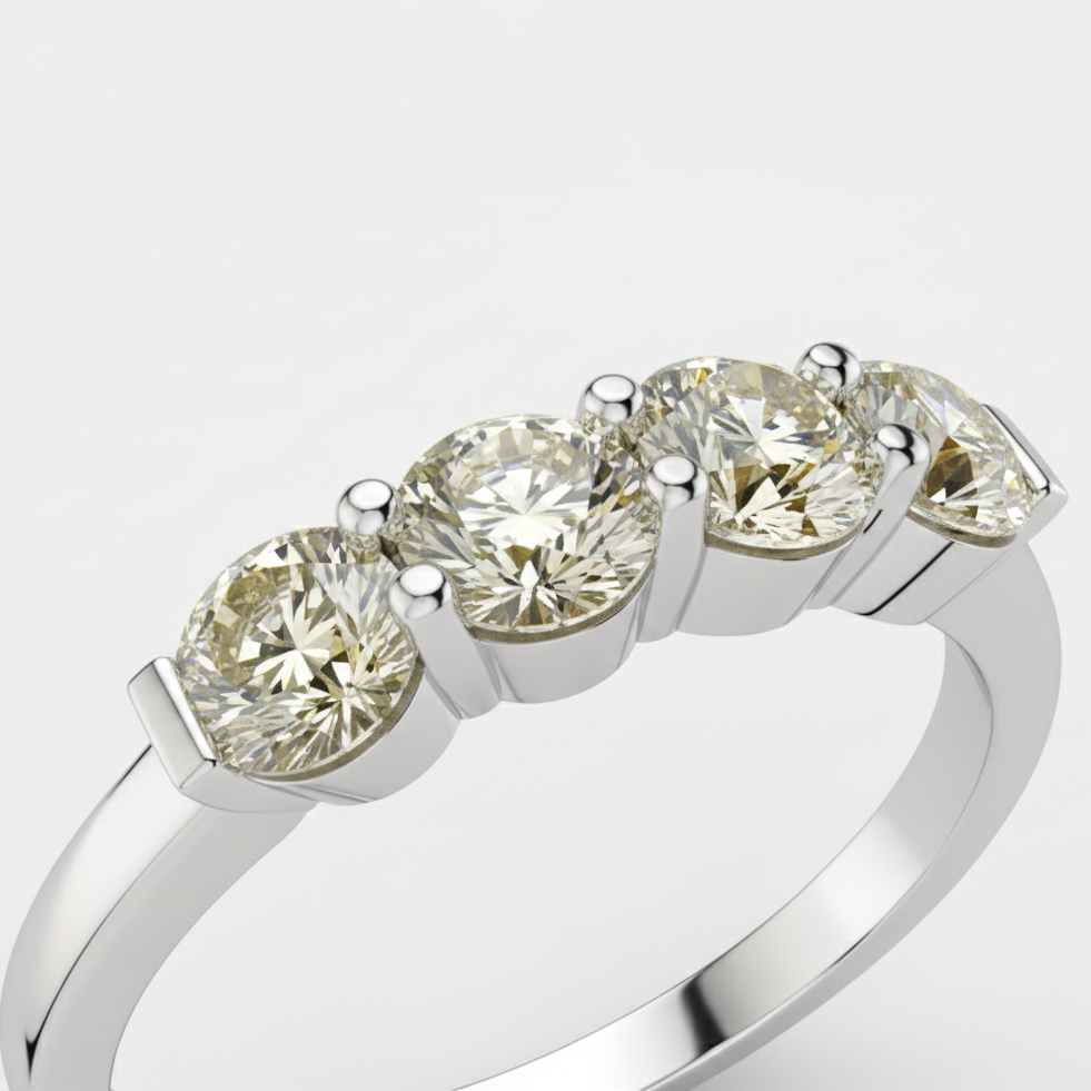 Five-Stone Diamond Ring in 18K White Gold-Saleh Sallom