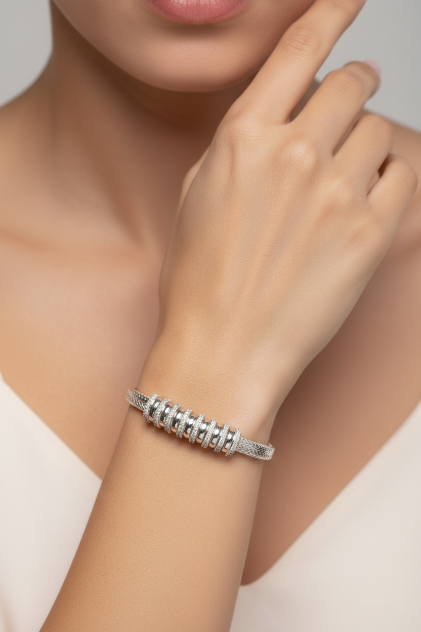 Diamond Coil Link Bracelet-Saleh Sallom