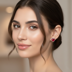 Red Heart Gemstone Stud Earrings in White Gold | Romantic Classic | Saleh Sallom-Saleh Sallom