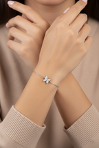 American Diamond Floral Bracelet in Rhodium-Plated Sterling Silver-Saleh Sallom