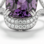 Purple Cushion Gemstone Ring with Diamond Halo-Saleh Sallom