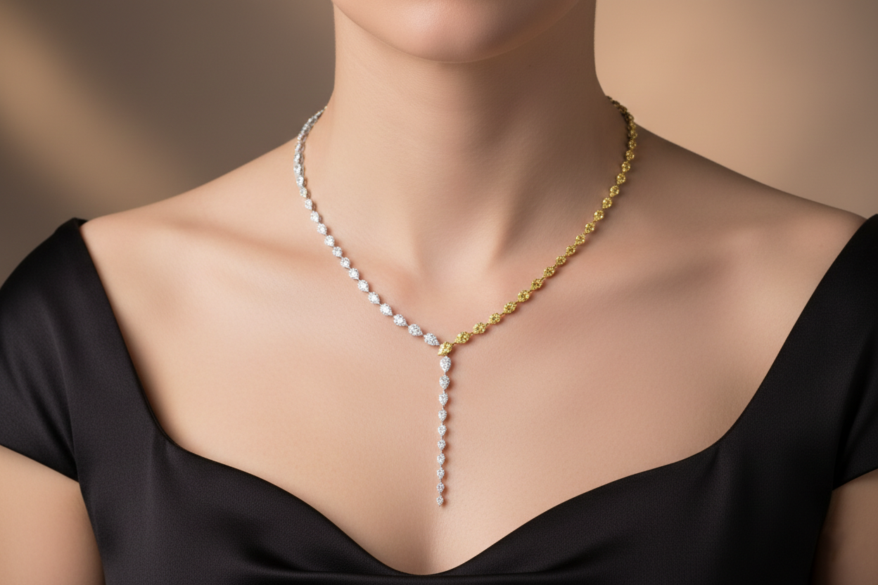 Yellow Sapphire & Diamond Y-Drop Necklace-Saleh Sallom