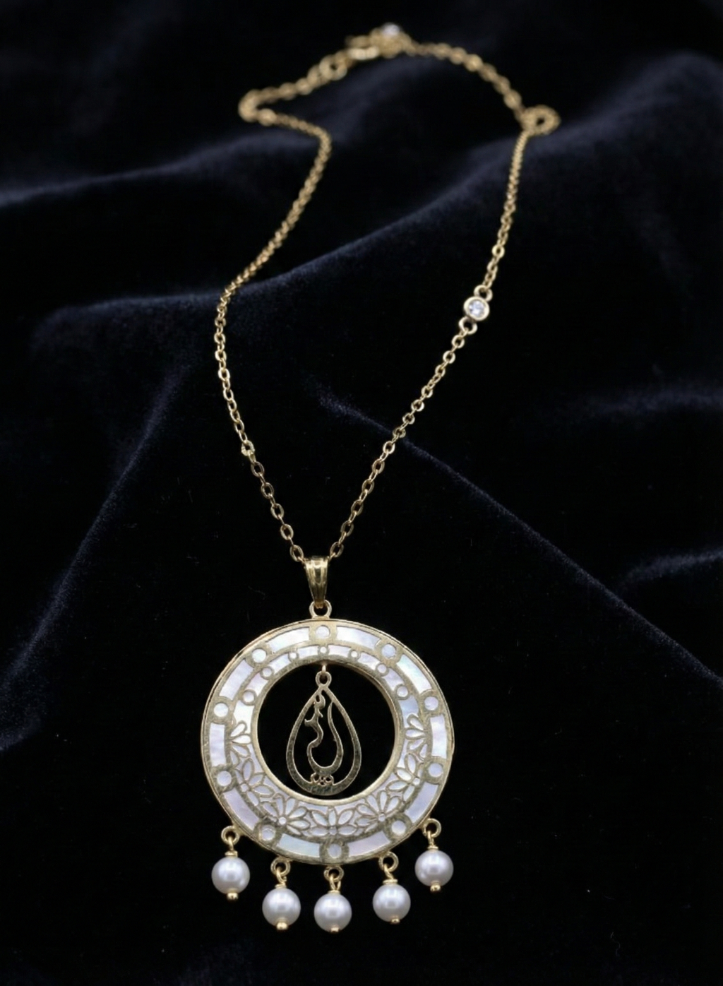 Celestial Noor Mother-of-Pearl Necklace with Natural Diamond Accent-Saleh Sallom