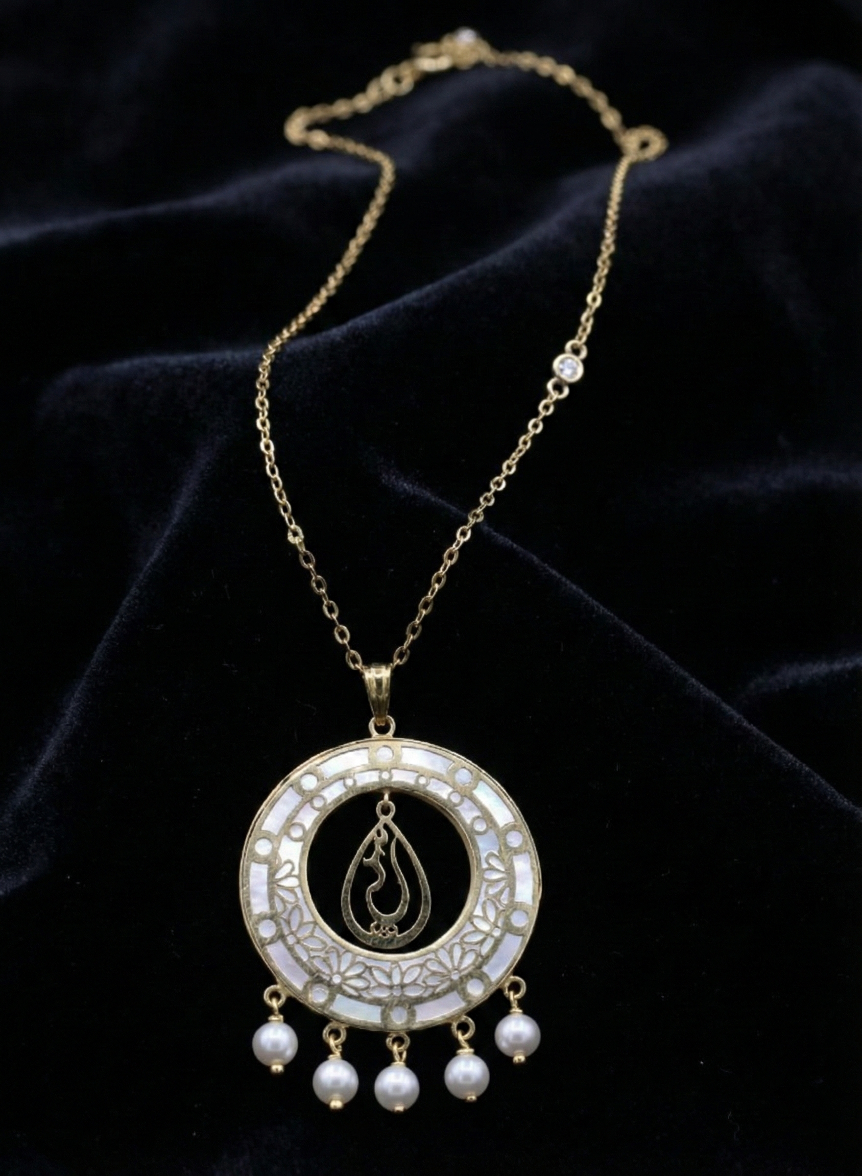 Celestial Noor Mother-of-Pearl Necklace with Natural Diamond Accent-Saleh Sallom