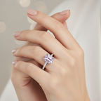 Emerald-Cut Pink Sapphire & Diamond Ring in 18K White Gold-Saleh Sallom