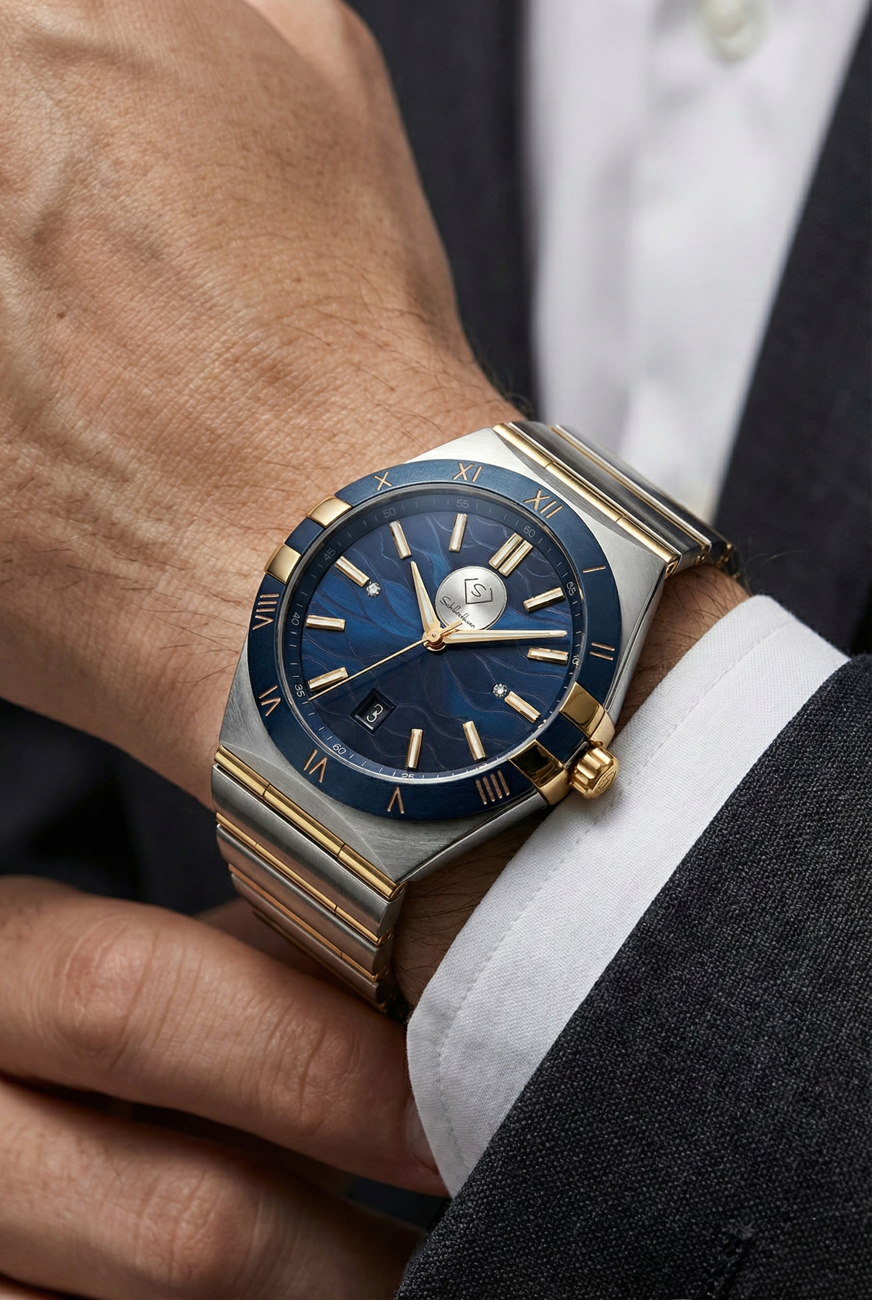 0.04 Carat Natural Diamond Two-Tone Luxury Watch – D Color VS1 | Saleh Sallom-Saleh Sallom