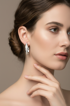 Rhodium-Plated Sterling Silver Hoop Earrings with Diamond-Dust Texture-Saleh Sallom