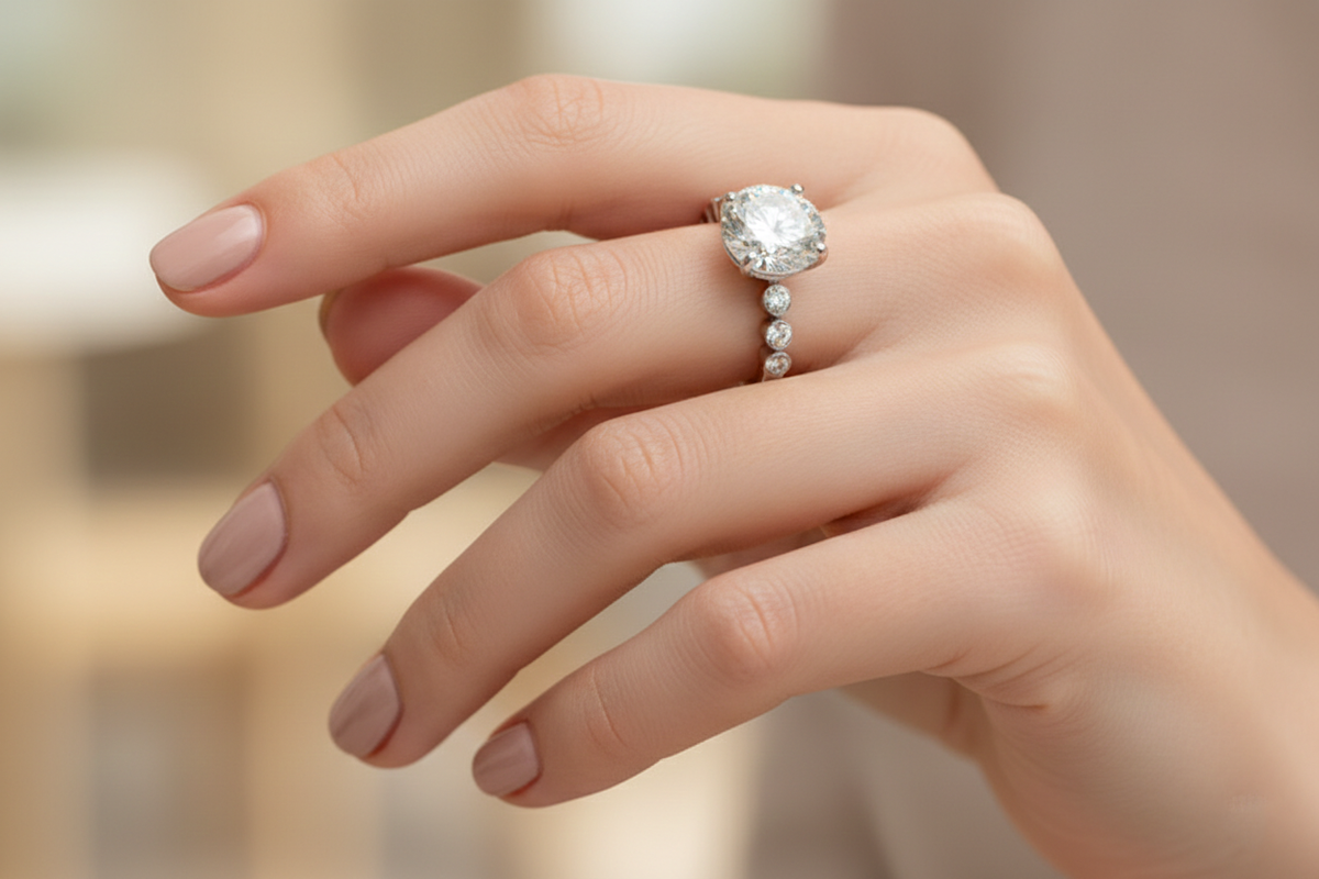 Luxury Round Solitaire Diamond Ring with Bezel Side Stones | 2.09 Carat | White Gold | Saleh Sallom-Saleh Sallom