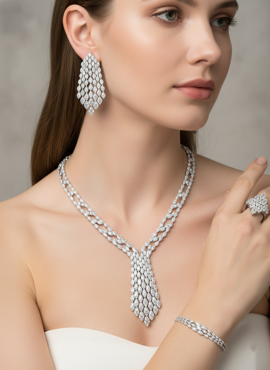 18K White Gold with Natural Diamonds-Saleh Sallom