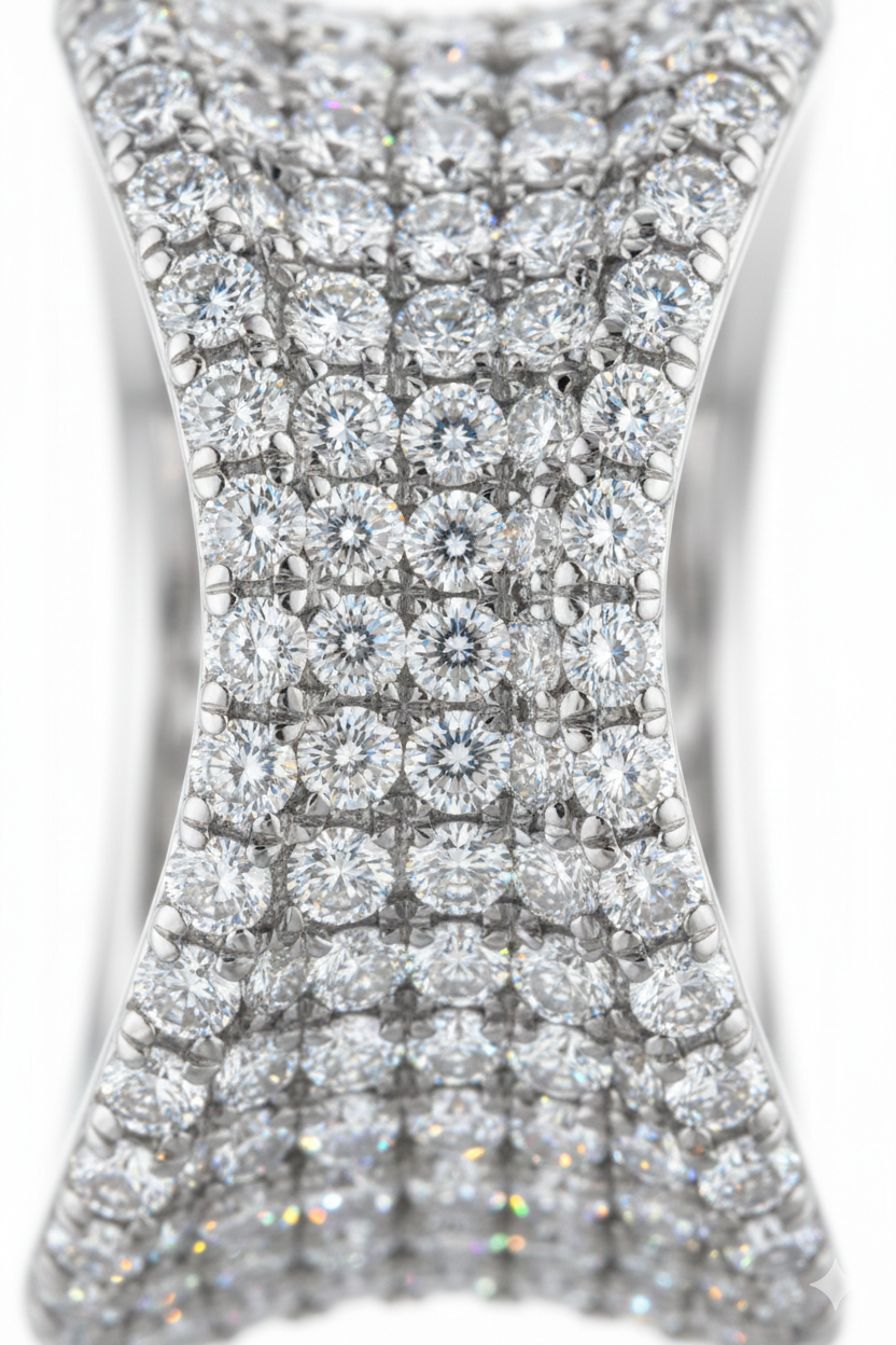 American Diamond Pavé Wave Ring in Rhodium-Plated Sterling Silver-Saleh Sallom