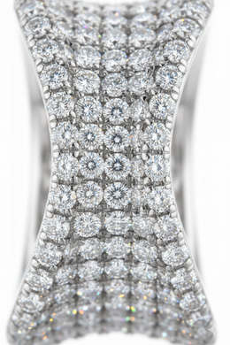 American Diamond Pavé Wave Ring in Rhodium-Plated Sterling Silver-Saleh Sallom