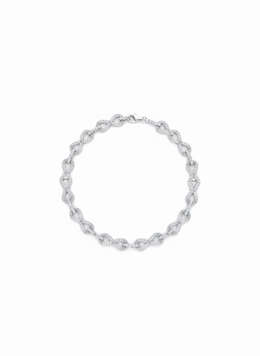 Infinity Link American Diamond Bracelet in Rhodium-Plated Sterling Silver-Saleh Sallom