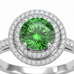 Lab-Created Green Diamond & Diamond Halo Ring in 14K White Gold-Saleh Sallom