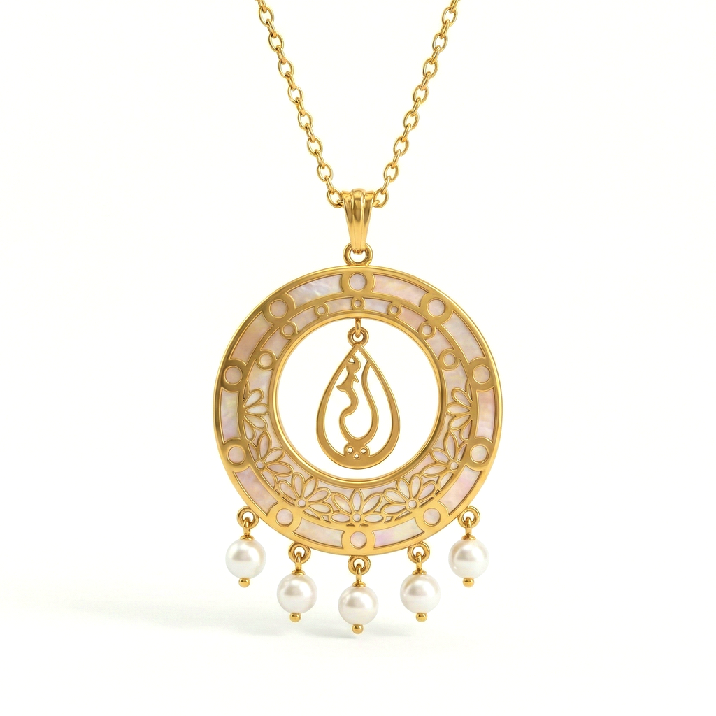 Celestial Noor Mother-of-Pearl Necklace with Natural Diamond Accent-Saleh Sallom