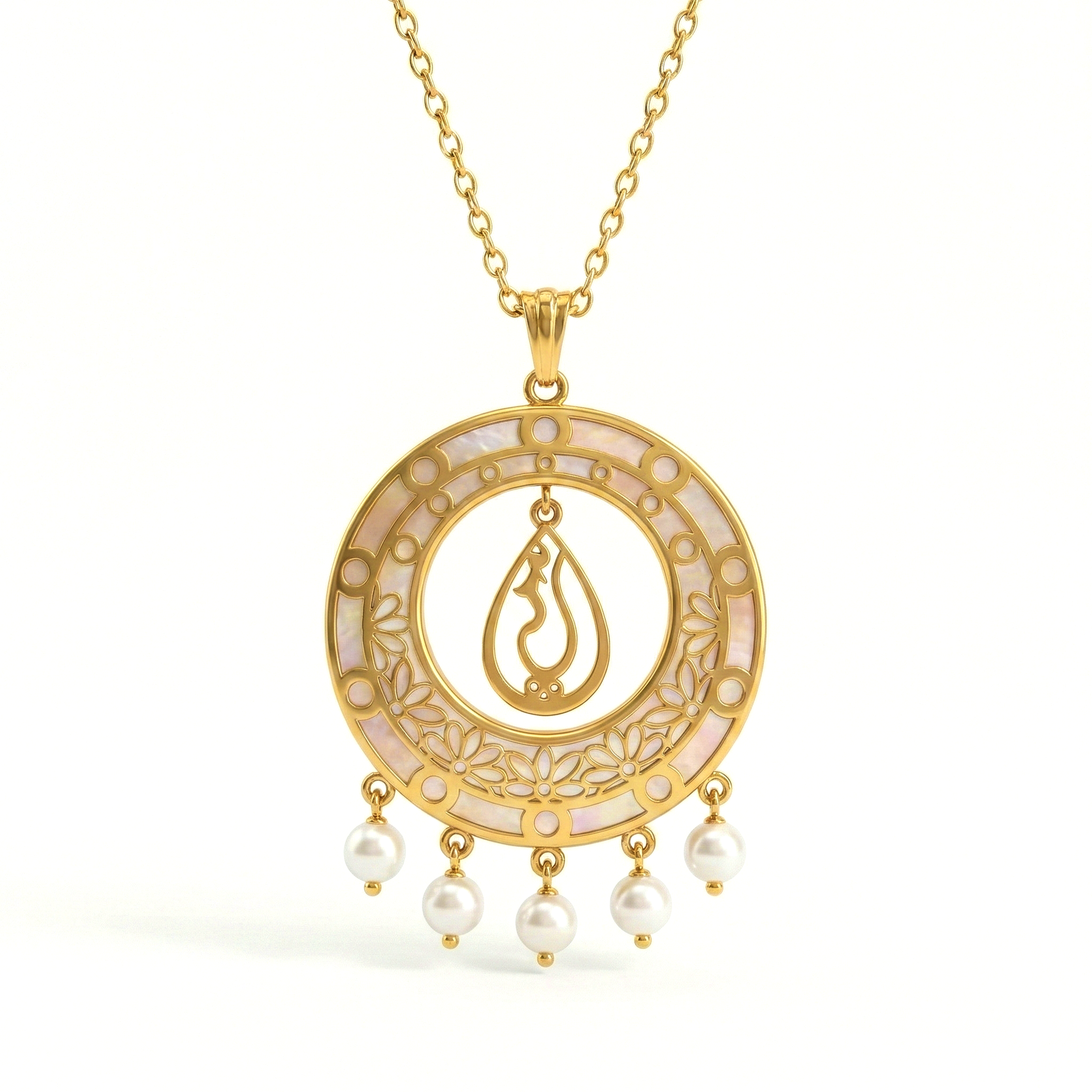 Celestial Noor Mother-of-Pearl Necklace with Natural Diamond Accent-Saleh Sallom