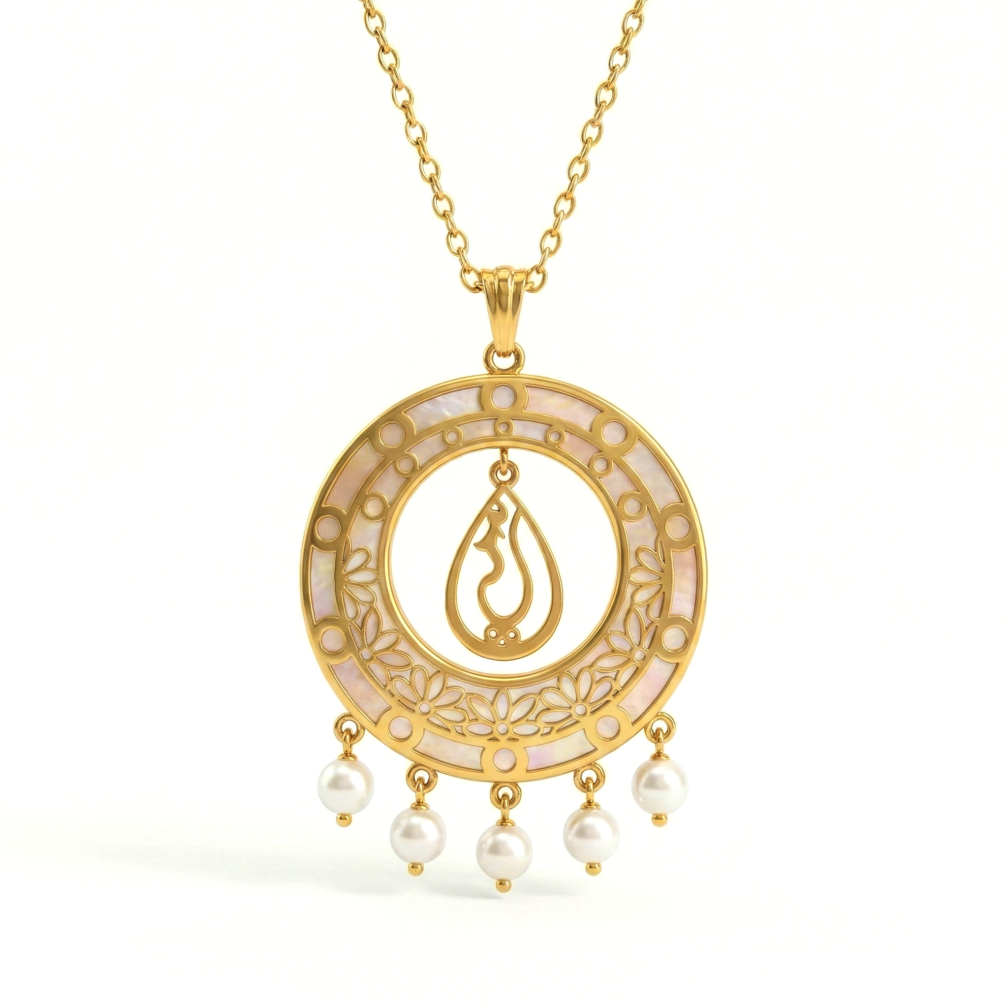 Celestial Noor Mother-of-Pearl Necklace with Natural Diamond Accent-Saleh Sallom