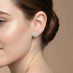 Round Brilliant Lab-Created Diamond Stud Earrings in 14K White Gold-Saleh Sallom