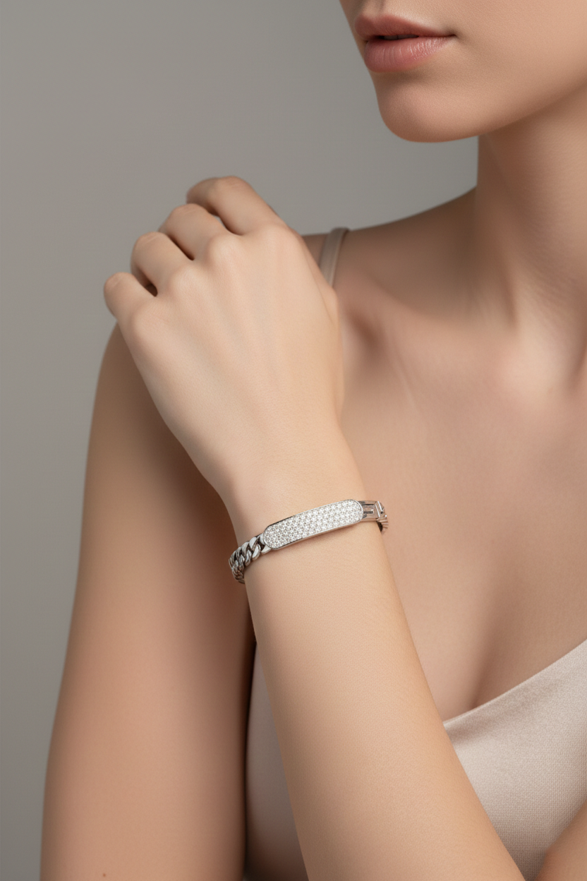 Natural Diamond ID Bracelet-Saleh Sallom