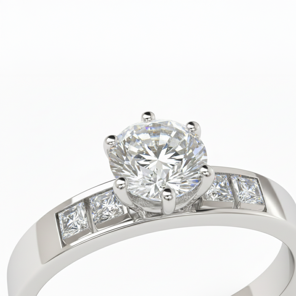 0.86 Carat Round Brilliant Diamond Ring – IGI Certified | 18K White Gold-Saleh Sallom