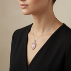 Lab-Created Diamond Oval Halo Pendant in 14K White Gold-Saleh Sallom