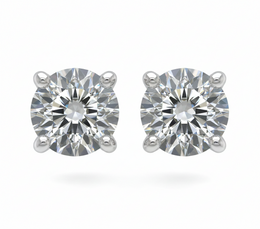 Round Brilliant Lab-Created Diamond Stud Earrings in 14K White Gold-Saleh Sallom