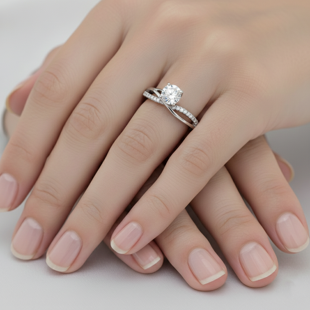 Elegant 1.1 CT Round Diamond Engagement Ring in 18K White Gold – IGI Certified-Saleh Sallom