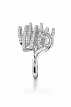 American Diamond Multi-Row Wave Ring in Rhodium-Plated Sterling Silver-Saleh Sallom