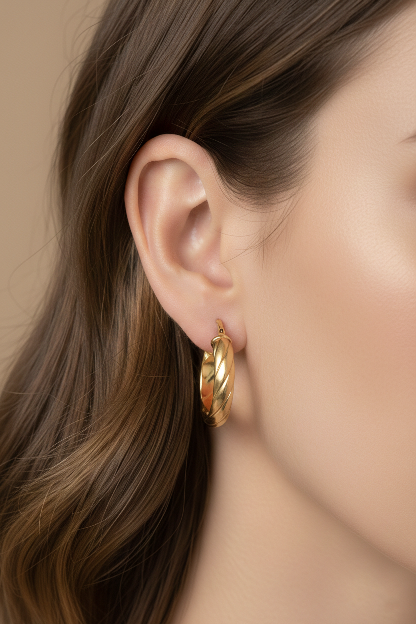 Twisted Hoop Earrings in Gold-Plated Sterling Silver-Saleh Sallom