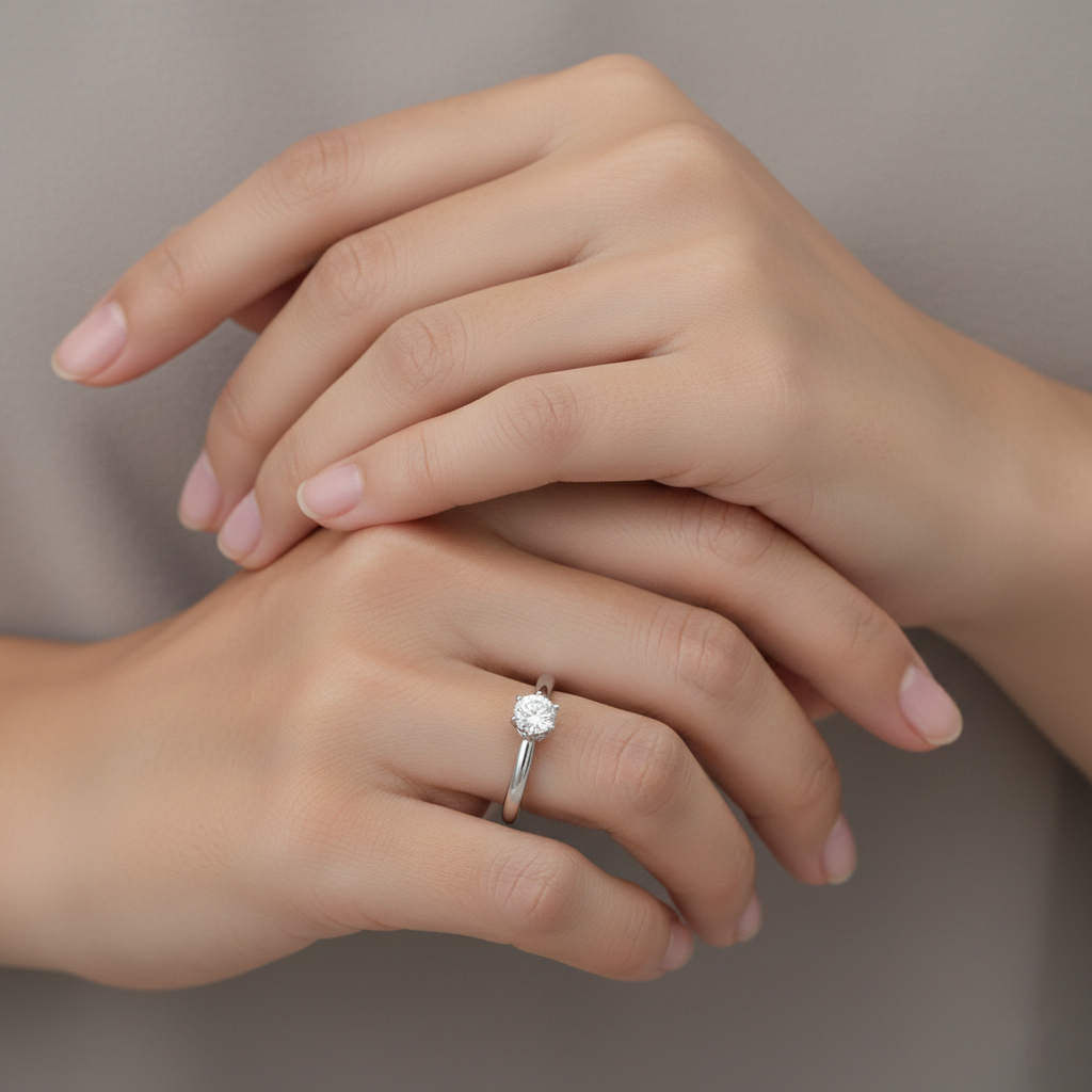 0.16 Carat F VVS Lab Diamond Solitaire Ring in 18K White Gold | 0.24ct Total | Saleh Sallom-Saleh Sallom