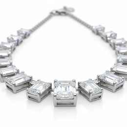 Lab-Grown Sapphire & Lab-Grown Diamond Necklace in 18K White Gold – IGI Certified-Saleh Sallom