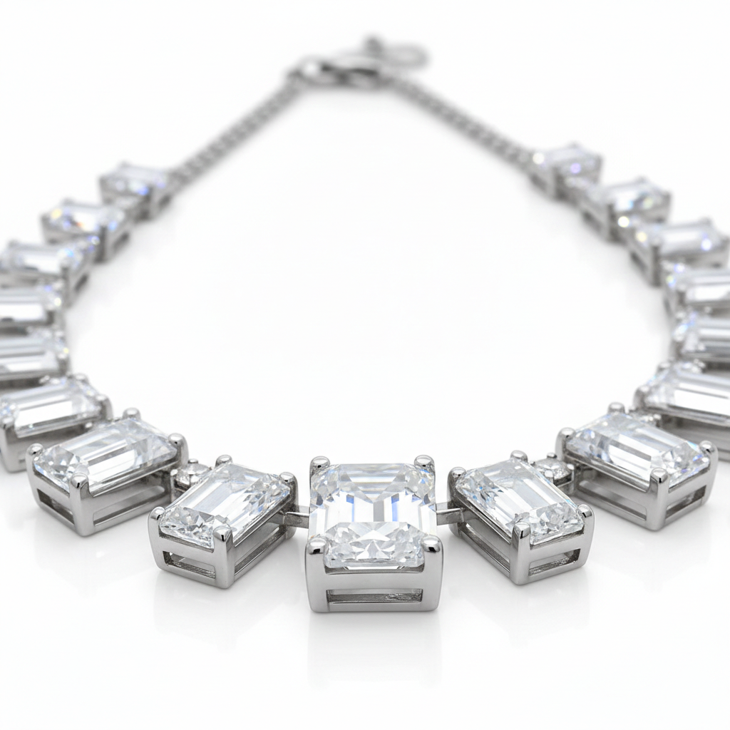 Lab-Grown Sapphire & Lab-Grown Diamond Necklace in 18K White Gold – IGI Certified-Saleh Sallom