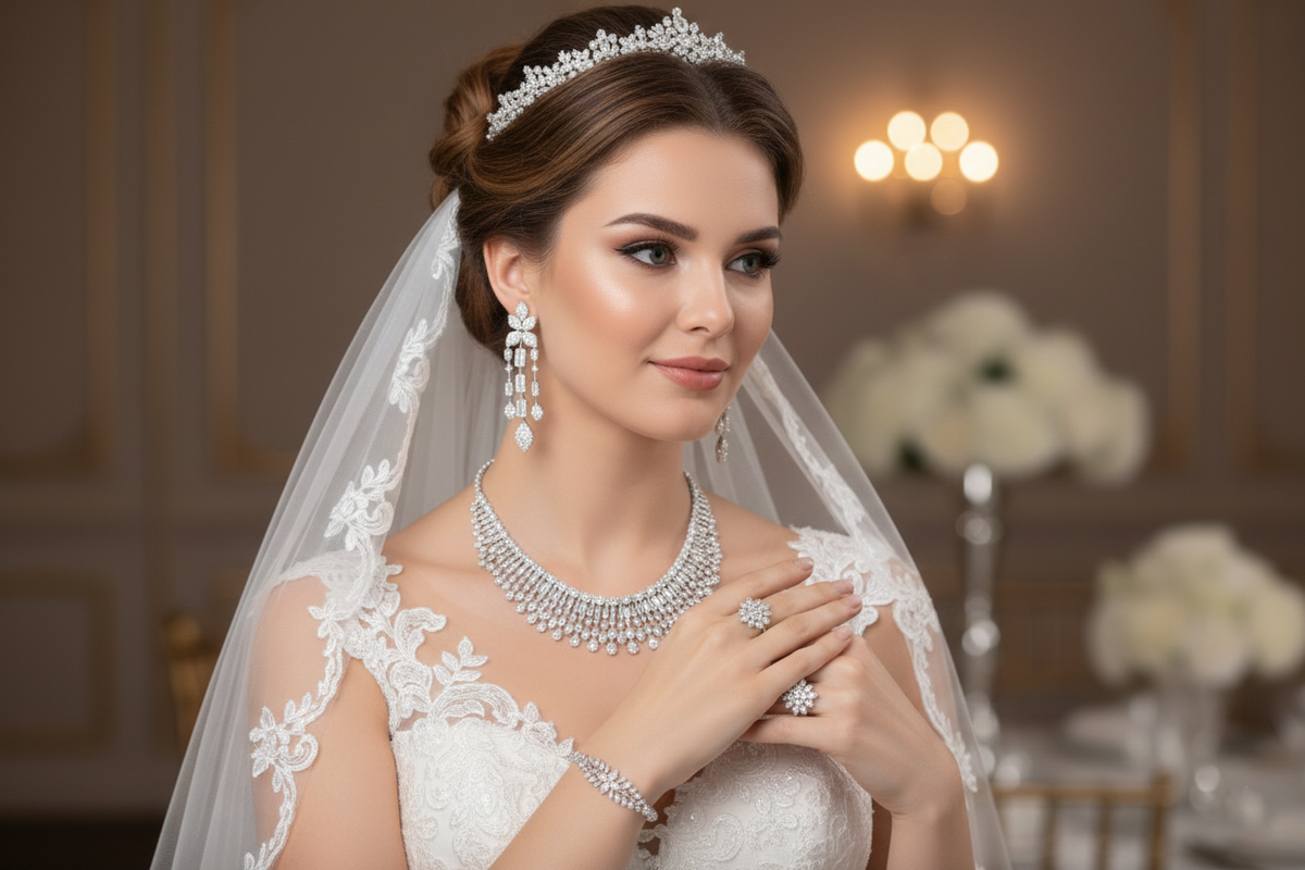 18K White Gold with Natural Diamonds Set-Saleh Sallom