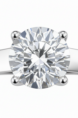 American Diamond Solitaire Ring in Rhodium-Plated Sterling Silver-Saleh Sallom