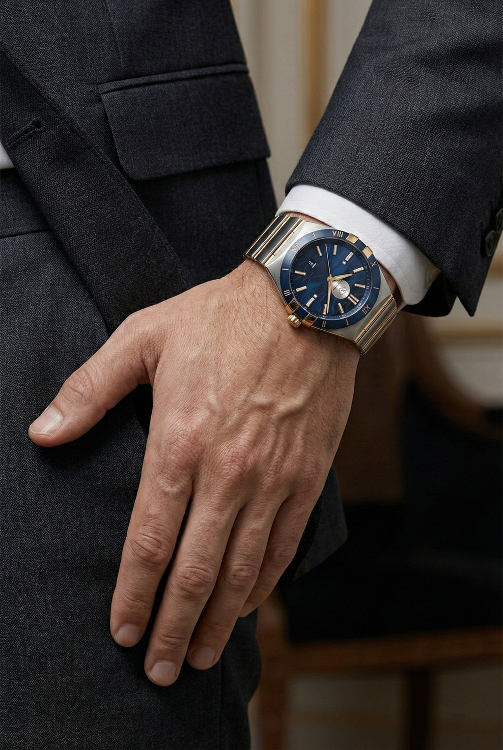 0.04 Carat Natural Diamond Two-Tone Luxury Watch – D Color VS1 | Saleh Sallom-Saleh Sallom