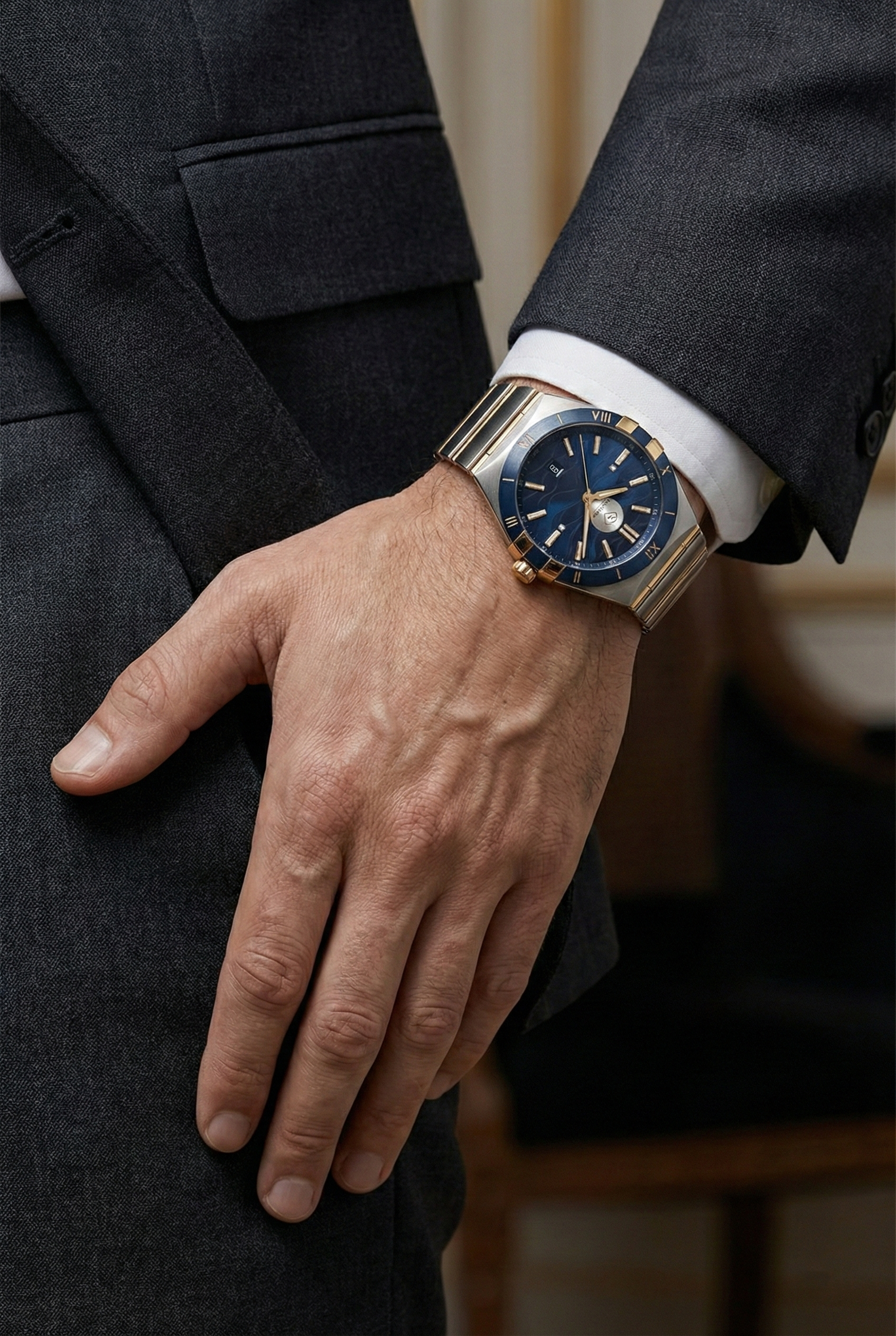 0.04 Carat Natural Diamond Two-Tone Luxury Watch – D Color VS1 | Saleh Sallom-Saleh Sallom