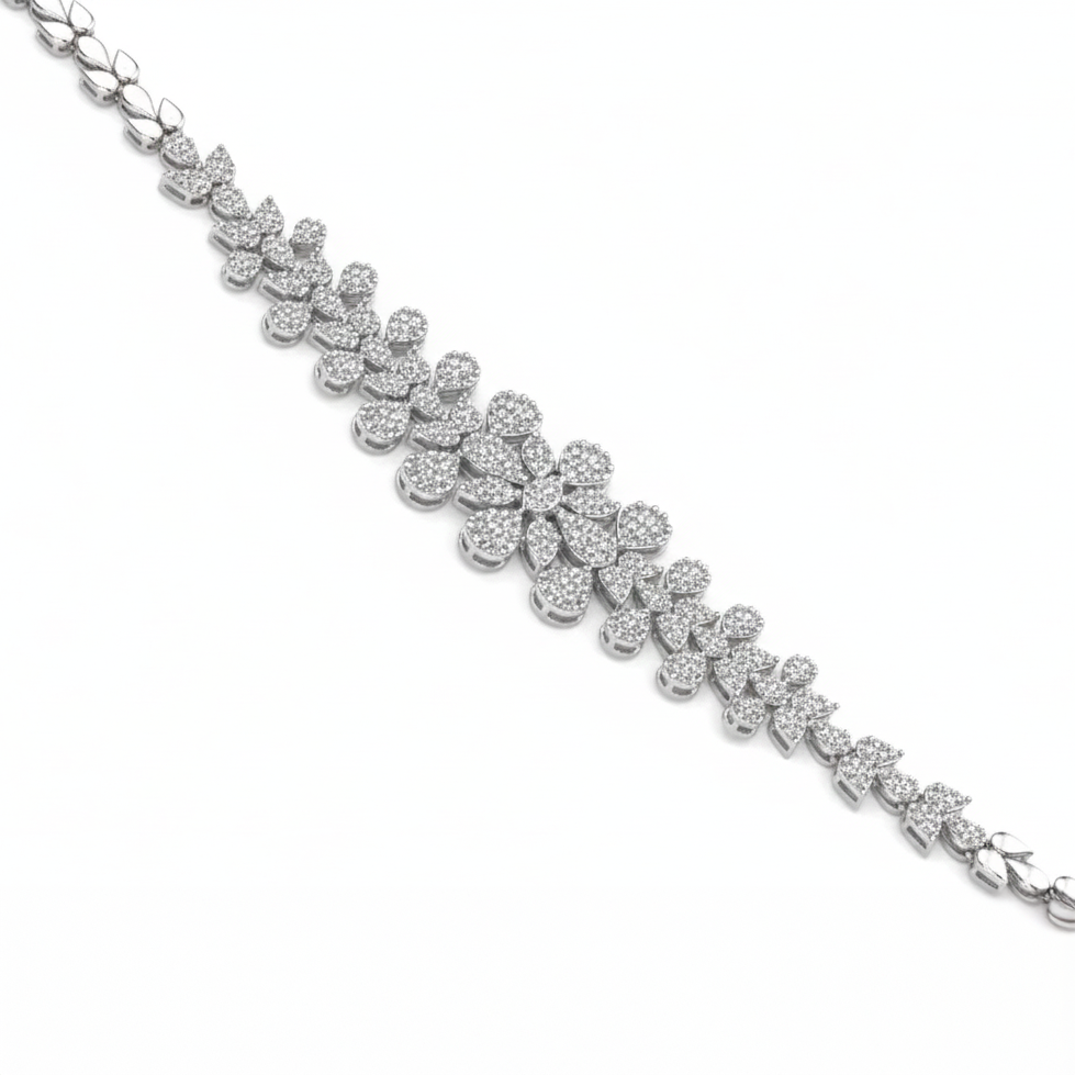 Floral Diamond Bracelet – 2.92 CT in White Gold-Saleh Sallom