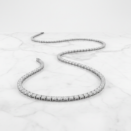 Round-Cut Lab-Created Diamond Tennis Necklace in 14K White Gold-Saleh Sallom