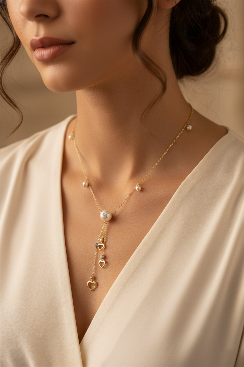 Luminous Heartfall Pearl Necklace-Saleh Sallom
