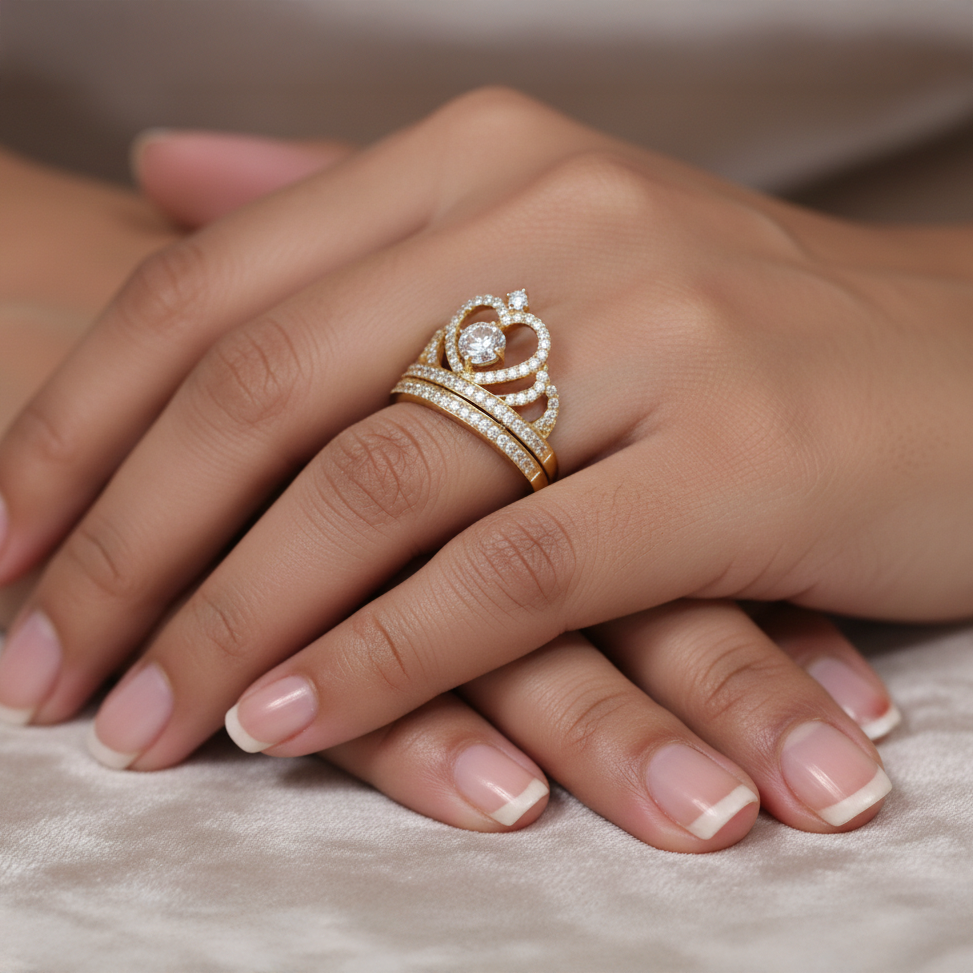 Crown-Inspired Diamond Ring in 18K Yellow Gold-Saleh Sallom