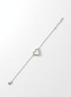 Heart American Diamond Bracelet in Rhodium-Plated Sterling Silver-Saleh Sallom