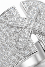 American Diamond Pavé Statement Ring in Rhodium-Plated Sterling Silver-Saleh Sallom