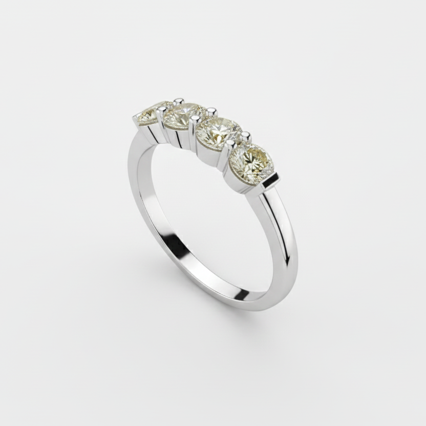 Five-Stone Diamond Ring in 18K White Gold-Saleh Sallom