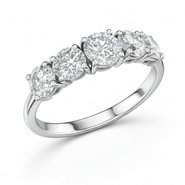 Five Stone Round Diamond Ring in White Gold | 2.50 Carat | VS1 Clarity | Luxury Anniversary Band | Saleh Sallom-Saleh Sallom