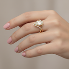 Pear-Shaped Lab-Created Diamond Halo Ring in 14K Yellow Gold-Saleh Sallom