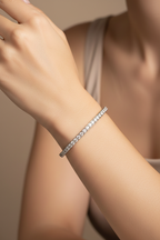 Diamond Line Gold Bangle Bracelet-Saleh Sallom