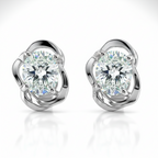 Round Brilliant Lab-Created Diamond Stud Earrings in 14K White Gold-Saleh Sallom