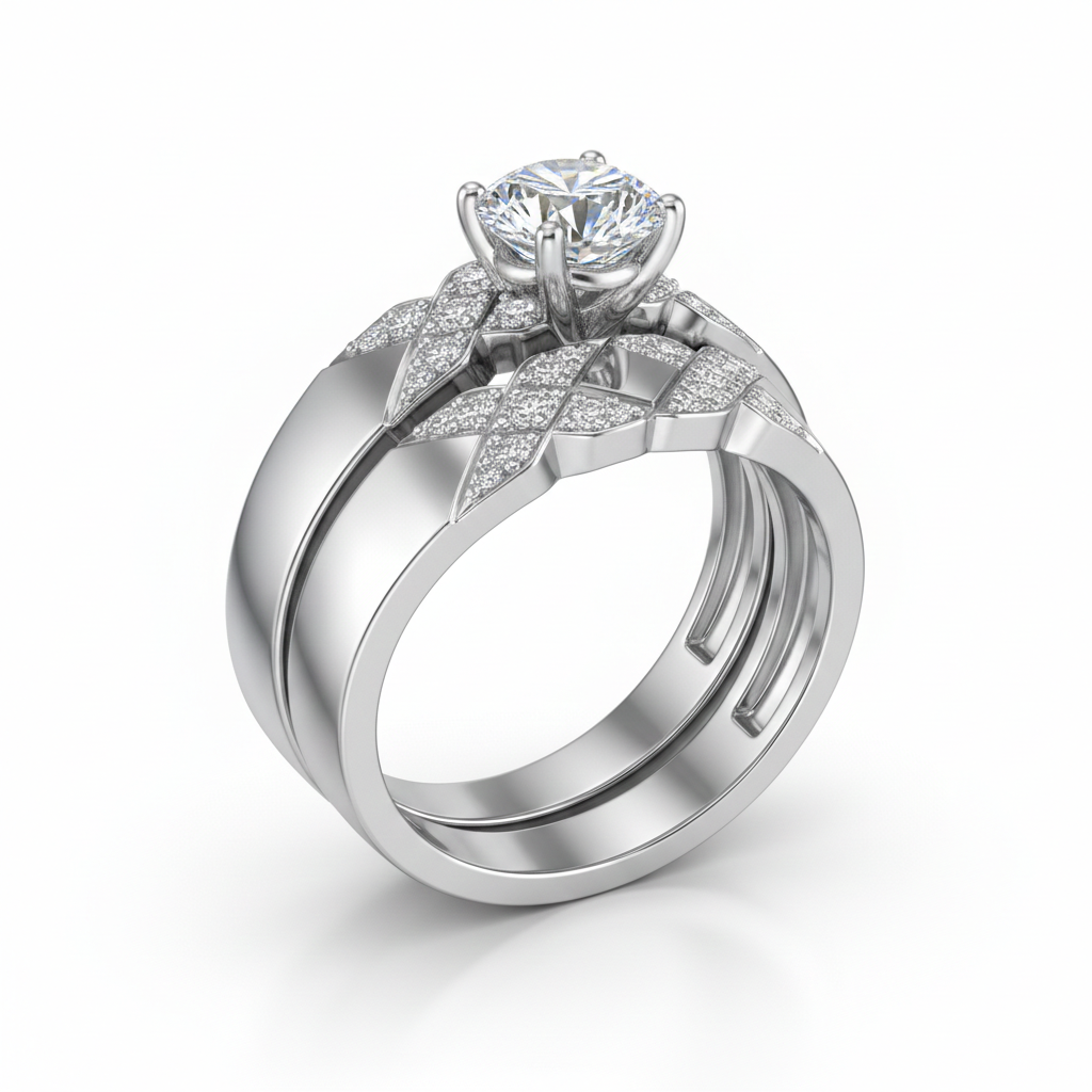 Rhodium-Plated Sterling Silver (Couple Set)-Saleh Sallom