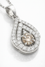 Teardrop Brown Diamond Halo Pendant Necklace in 18K White Gold-Saleh Sallom