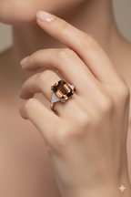 8.68 Carat Natural Emerald-Cut Topaz & Diamond Ring in 18K White Gold | IGI Certified | Saleh Sallom